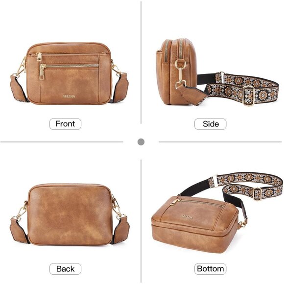 Telena Women Camel Brown Vegan Leather Shoulder Handbags With Adjustable Strap - Picture 7 of 7